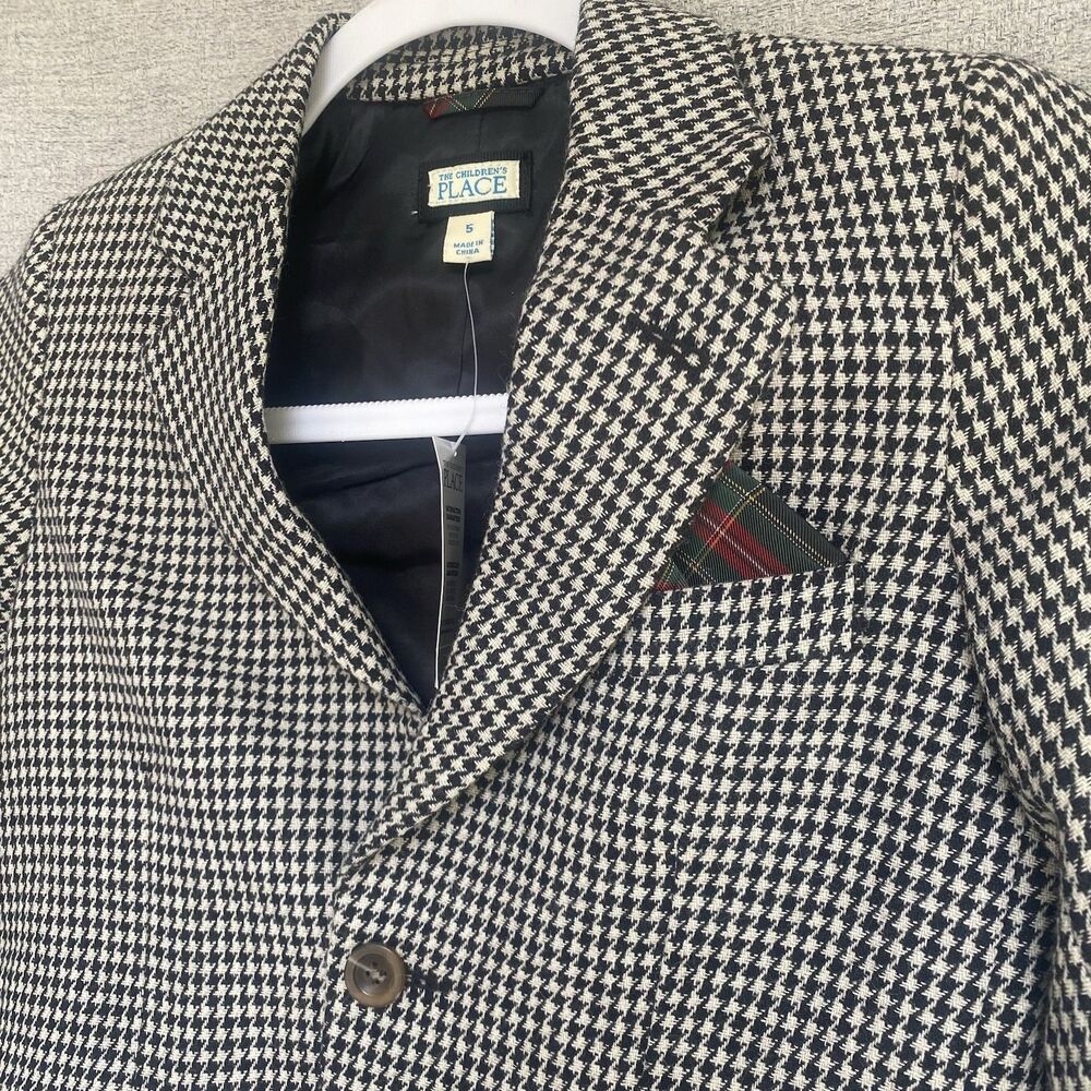 The Children's Place Boys 5 Houndstooth Wool Blend Blazer Sportcoat Jacket Lined